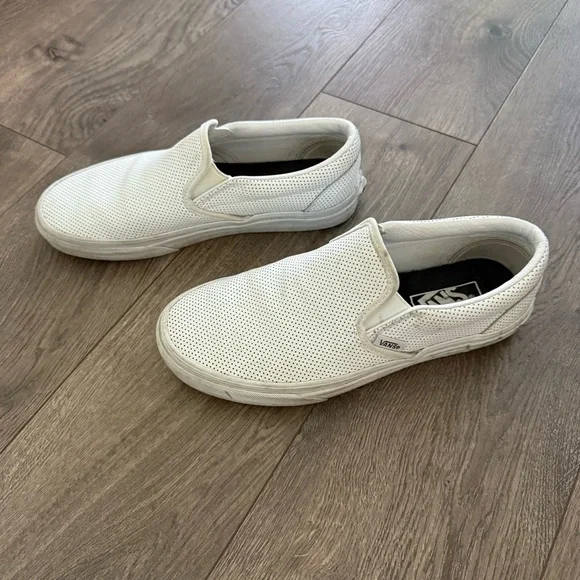 Vans White Perforated Slip-On Sneakers Asher 7 - Picture 4 of 8